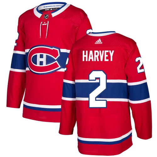Adidas Canadiens #2 Doug Harvey Red Home Authentic Stitched NHL Jersey - Click Image to Close