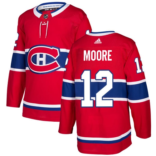 Adidas Canadiens #12 Dickie Moore Red Home Authentic Stitched NHL Jersey - Click Image to Close