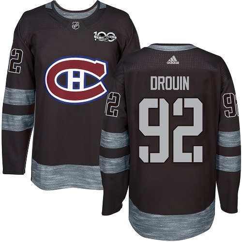 Adidas Canadiens #92 Jonathan Drouin Black 1917-2017 100th Anniversary Stitched NHL Jersey - Click Image to Close