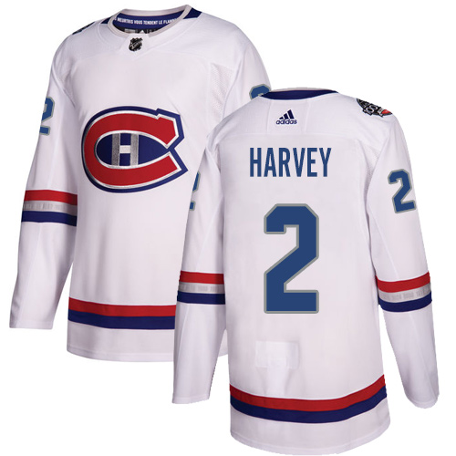 Adidas Canadiens #2 Doug Harvey White Authentic 2017 100 Classic Stitched NHL Jersey - Click Image to Close