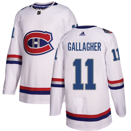 Adidas Canadiens #11 Brendan Gallagher White Authentic 2017 100 Classic Stitched NHL Jersey - Click Image to Close