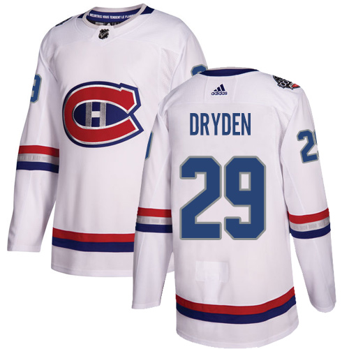 Adidas Canadiens #29 Ken Dryden White Authentic 2017 100 Classic Stitched NHL Jersey - Click Image to Close
