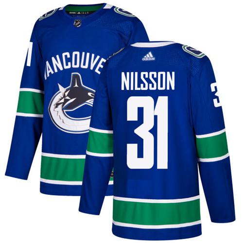 Adidas Canucks #31 Anders Nilsson Blue Home Authentic Stitched NHL Jersey - Click Image to Close