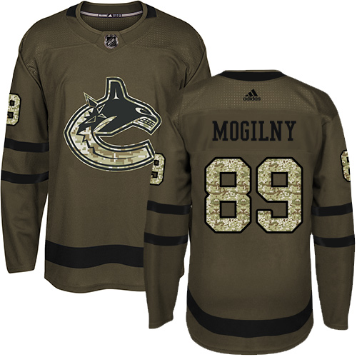 Adidas Canucks #89 Alexander Mogilny Green Salute to Service Stitched NHL Jersey - Click Image to Close