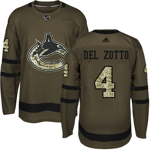 Adidas Canucks #4 Michael Del Zotto Green Salute to Service Stitched NHL Jersey