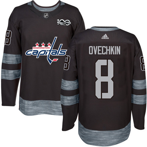 Adidas Capitals #8 Alex Ovechkin Black 1917-2017 100th Anniversary Stitched NHL Jersey