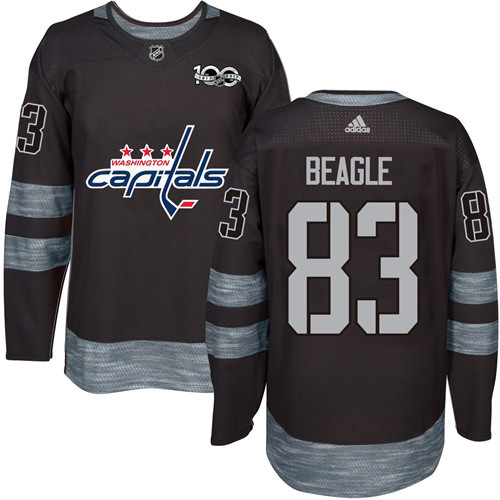 Adidas Capitals #83 Jay Beagle Black 1917-2017 100th Anniversary Stitched NHL Jersey