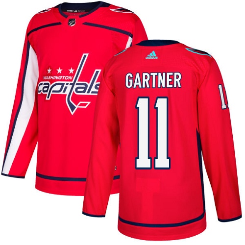 Adidas Capitals #11 Mike Gartner Red Home Authentic Stitched NHL Jersey - Click Image to Close