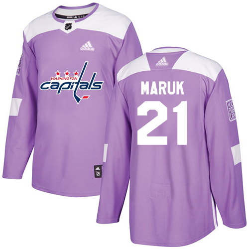 Adidas Capitals #21 Dennis Maruk Purple Authentic Fights Cancer Stitched NHL Jersey