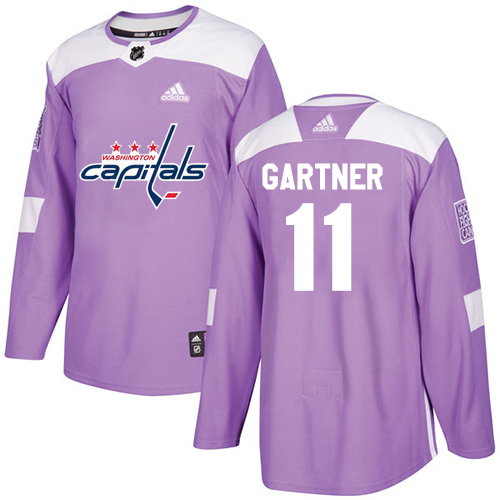 Adidas Capitals #11 Mike Gartner Purple Authentic Fights Cancer Stitched NHL Jersey - Click Image to Close