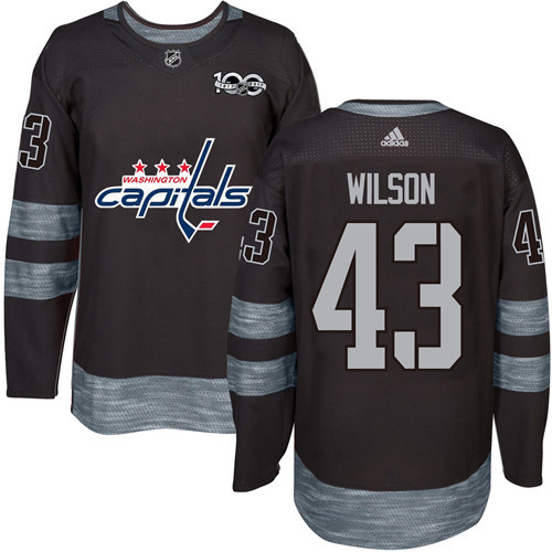 Adidas Capitals #43 Tom Wilson Black 1917-2017 100th Anniversary Stitched NHL Jersey - Click Image to Close