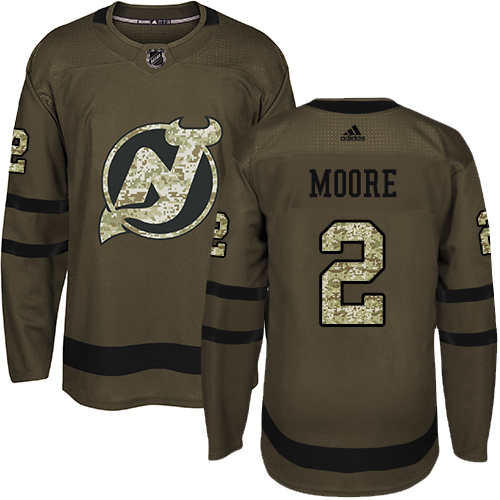 Adidas Devils #2 John Moore Green Salute to Service Stitched NHL Jersey - Click Image to Close