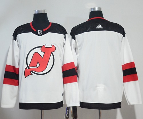 Adidas Devils Blank White Road Authentic Stitched NHL Jersey - Click Image to Close