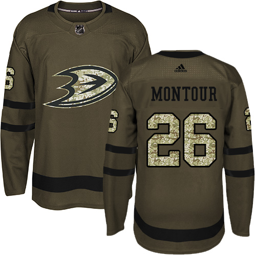 Adidas Ducks #26 Brandon Montour Green Salute to Service Stitched NHL Jersey - Click Image to Close
