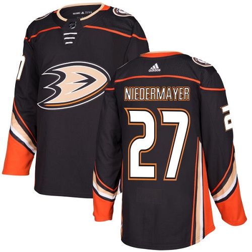 Adidas Ducks #27 Scott Niedermayer Black Home Authentic Stitched NHL Jersey - Click Image to Close