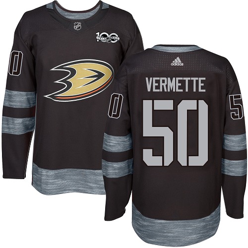 Adidas Ducks #50 Antoine Vermette Black 1917-2017 100th Anniversary Stitched NHL Jersey - Click Image to Close