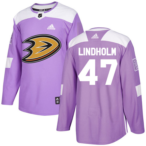 Adidas Ducks #47 Hampus Lindholm Purple Authentic Fights Cancer Stitched NHL Jersey - Click Image to Close