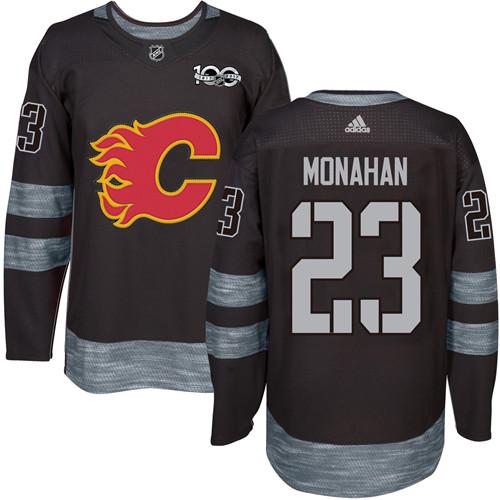 Adidas Flames #23 Sean Monahan Black 1917-2017 100th Anniversary Stitched NHL Jersey