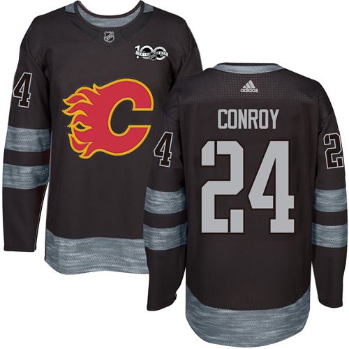 Adidas Flames #24 Craig Conroy Black 1917-2017 100th Anniversary Stitched NHL Jersey