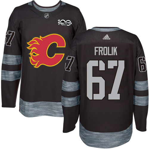 Adidas Flames #67 Michael Frolik Black 1917-2017 100th Anniversary Stitched NHL Jersey