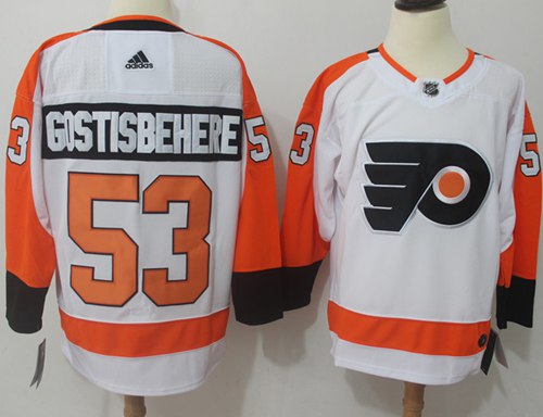 Adidas Flyers #53 Shayne Gostisbehere White Road Authentic Stitched NHL Jersey