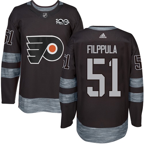 Adidas Flyers #51 Valtteri Filppula Black 1917-2017 100th Anniversary Stitched NHL Jersey