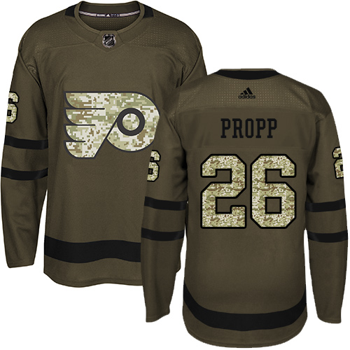 Adidas Flyers #26 Brian Propp Green Salute to Service Stitched NHL Jersey - Click Image to Close