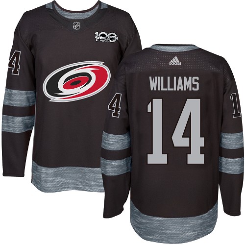 Adidas Hurricanes #14 Justin Williams Black 1917-2017 100th Anniversary Stitched NHL Jersey - Click Image to Close