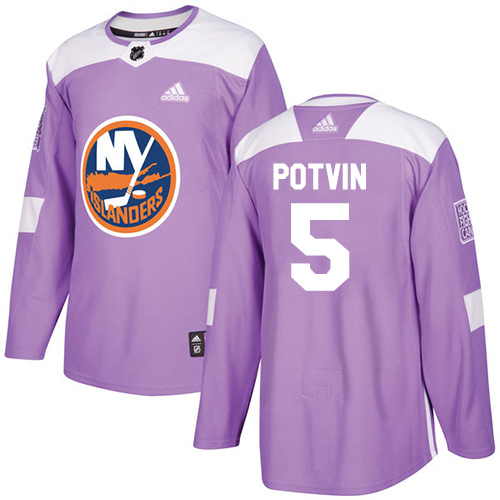 Adidas Islanders #5 Denis Potvin Purple Authentic Fights Cancer Stitched NHL Jersey - Click Image to Close