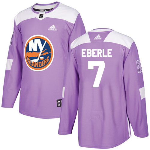 Adidas Islanders #7 Jordan Eberle Purple Authentic Fights Cancer Stitched NHL Jersey - Click Image to Close