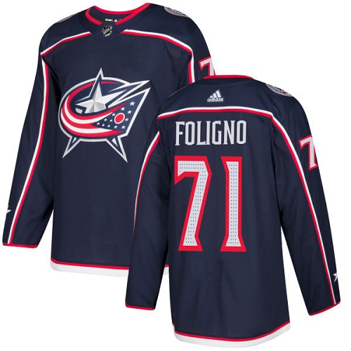 Adidas Blue Jackets #71 Nick Foligno Navy Blue Home Authentic Stitched NHL Jersey - Click Image to Close