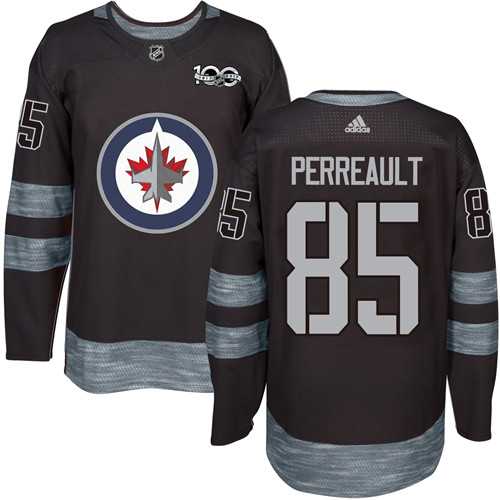 Adidas Jets #85 Mathieu Perreault Black 1917-2017 100th Anniversary Stitched NHL Jersey