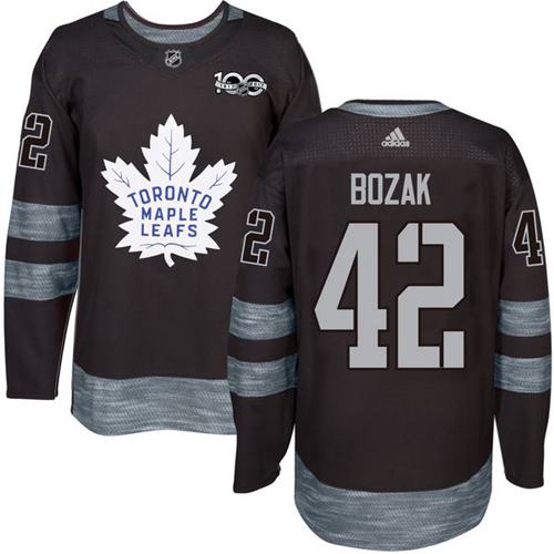 Adidas Maple Leafs #42 Tyler Bozak Black 1917-2017 100th Anniversary Stitched NHL Jersey
