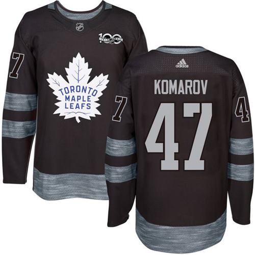Adidas Maple Leafs #47 Leo Komarov Black 1917-2017 100th Anniversary Stitched NHL Jersey