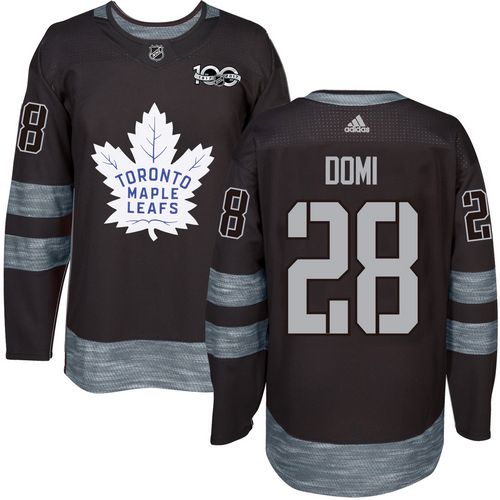 Adidas Maple Leafs #28 Tie Domi Black 1917-2017 100th Anniversary Stitched NHL Jersey - Click Image to Close