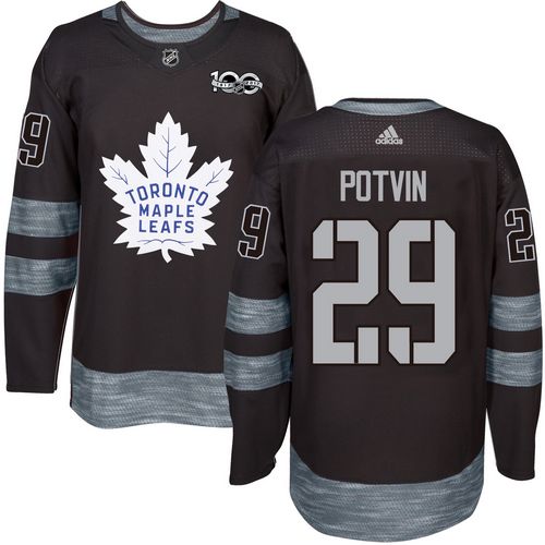 Adidas Maple Leafs #29 Felix Potvin Black 1917-2017 100th Anniversary Stitched NHL Jersey