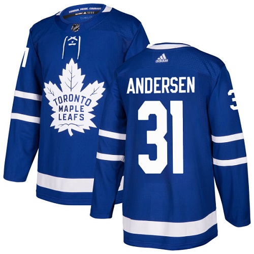 Adidas Maple Leafs #31 Frederik Andersen Blue Home Authentic Stitched NHL Jersey - Click Image to Close