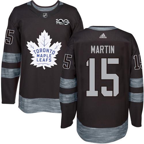 Adidas Maple Leafs #15 Matt Martin Black 1917-2017 100th Anniversary Stitched NHL Jersey