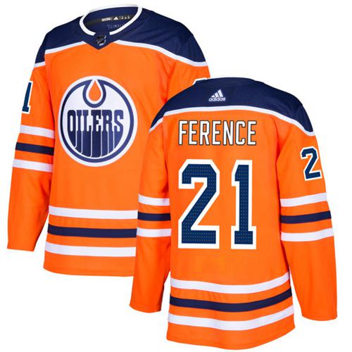 Adidas Oilers #21 Andrew Ference Orange Home Authentic Stitched NHL Jersey - Click Image to Close