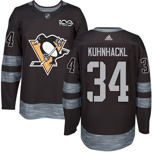 Adidas Penguins #34 Tom Kuhnhackl Black 1917-2017 100th Anniversary Stitched NHL Jersey