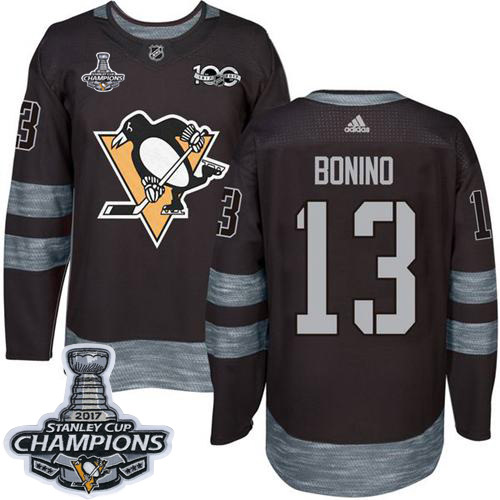 Adidas Penguins #13 Nick Bonino Black 1917-2017 100th Anniversary Stanley Cup Finals Champions Stitc