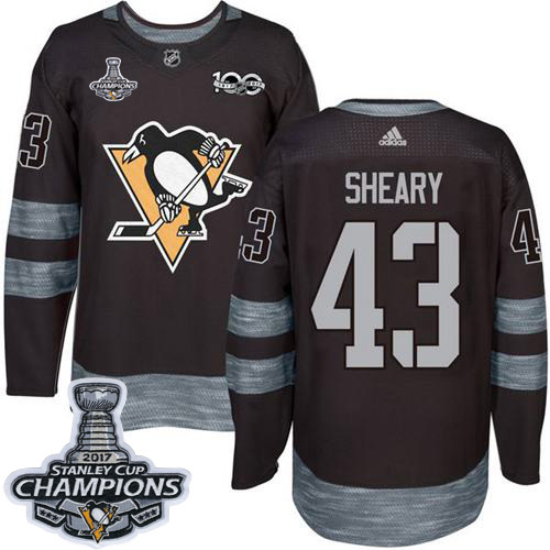 Adidas Penguins #43 Conor Sheary Black 1917-2017 100th Anniversary Stanley Cup Finals Champions Stit