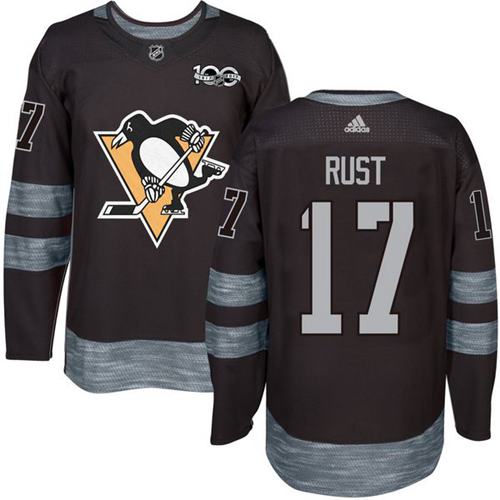 Adidas Penguins #17 Bryan Rust Black 1917-2017 100th Anniversary Stitched NHL Jersey