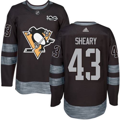 Adidas Penguins #43 Conor Sheary Black 1917-2017 100th Anniversary Stitched NHL Jersey