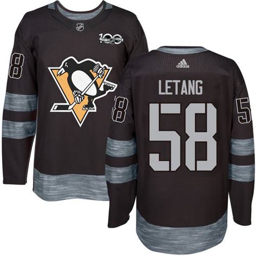 Adidas Penguins #58 Kris Letang Black 1917-2017 100th Anniversary Stitched NHL Jersey