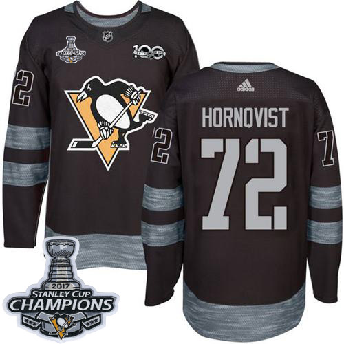 Adidas Penguins #72 Patric Hornqvist Black 1917-2017 100th Anniversary Stanley Cup Finals Champions