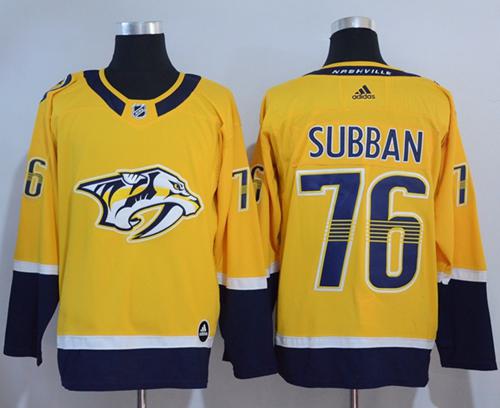Adidas Predators #76 P.K Subban Yellow Home Authentic Stitched NHL Jersey - Click Image to Close
