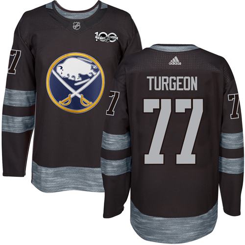 Adidas Sabres #77 Pierre Turgeon Black 1917-2017 100th Anniversary Stitched NHL Jersey