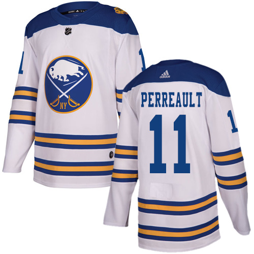 Adidas Sabres #11 Gilbert Perreault White Authentic 2018 Winter Classic Stitched NHL Jersey - Click Image to Close