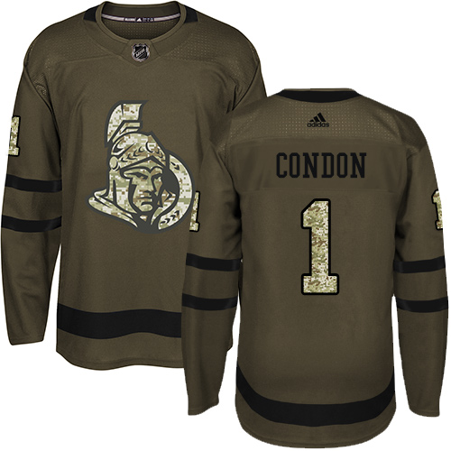 Adidas Senators #1 Mike Condon Green Salute to Service Stitched NHL Jersey